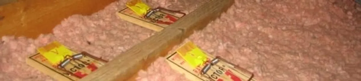 Mouse traps placed in an attic for rodent control in Chattanooga, TN
