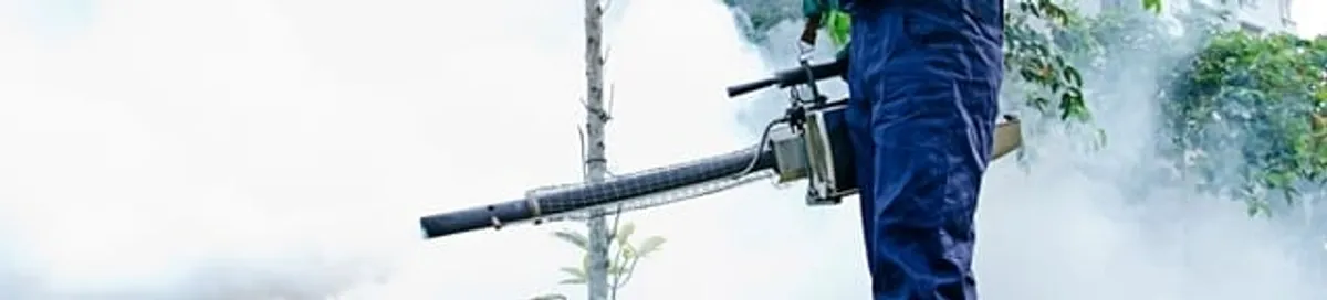 Pest control technician fogging an outdoor area for insect control in Chattanooga, TN